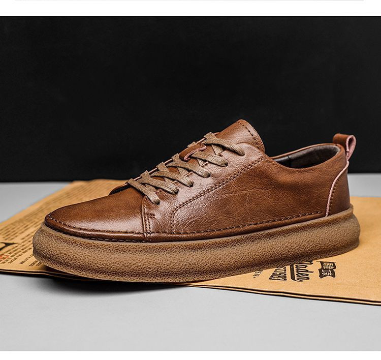 Casual Breathable Versatile And Trendy British Leather Board Shoes - Image 4