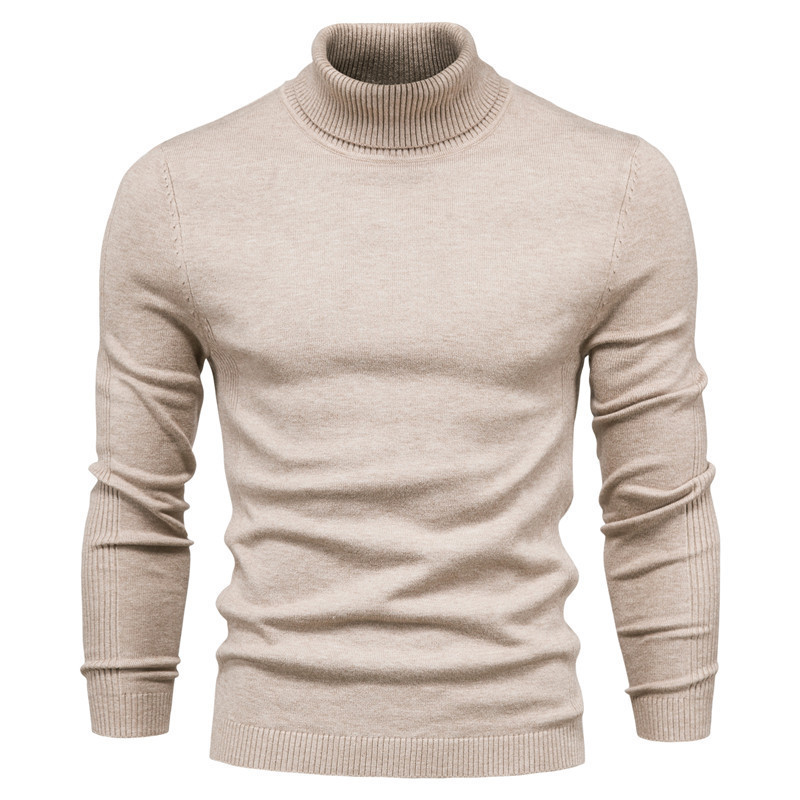 Winter Turtleneck Sweater Fashion Slim Fit Solid Color Pullover Knitted Top Men's Clothing – Bild 6