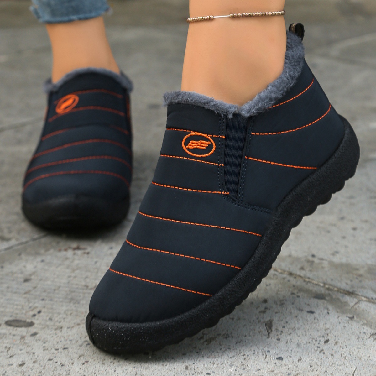 Plus Size Cotton Boots Fleece Lined Padded Warm Keeping Casual Shoes