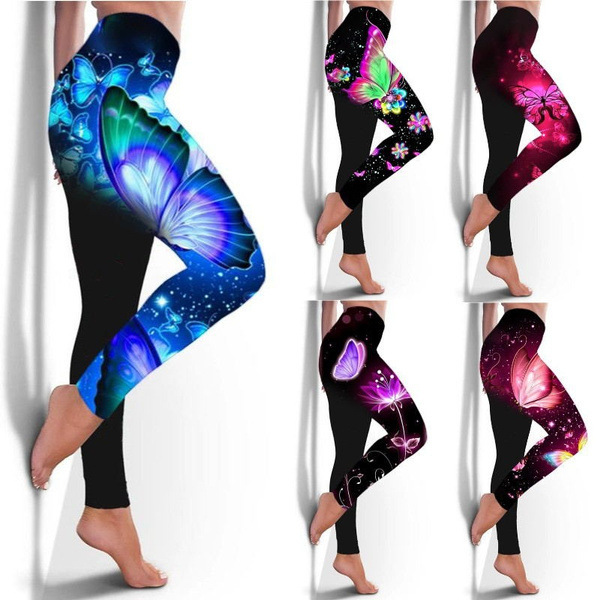 Butterfly Digital Print Sports Yoga Pants - Image 5