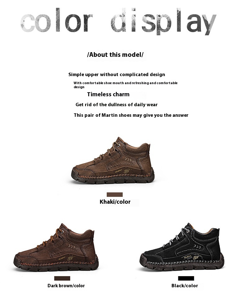 Men's Casual High Top Cotton Padded Warm Handmade Boots - Image 8