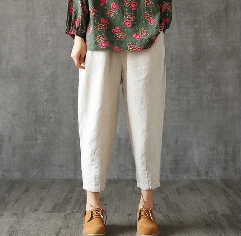 Nine Pants Loose Harem Casual Pants Cotton Linen Turnip Pants - Image 4