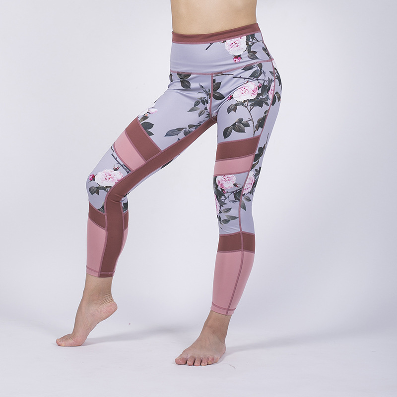 Women's printed mesh stitching yoga pants – Bild 3