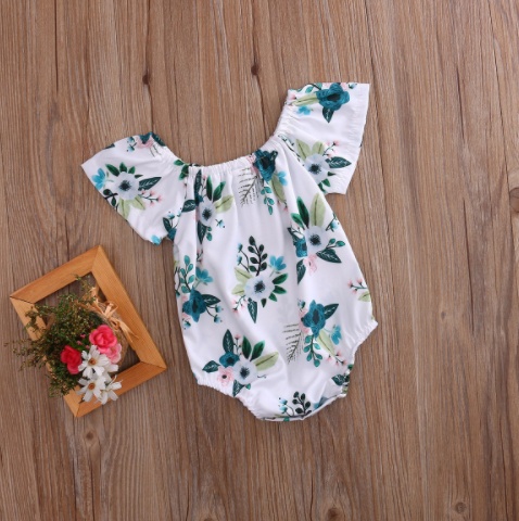 Adorable Newborn Baby Girl Flower Trumpet Sleeves Romper Jumpsuit Sunsuit Outfits 0-24M – Bild 2