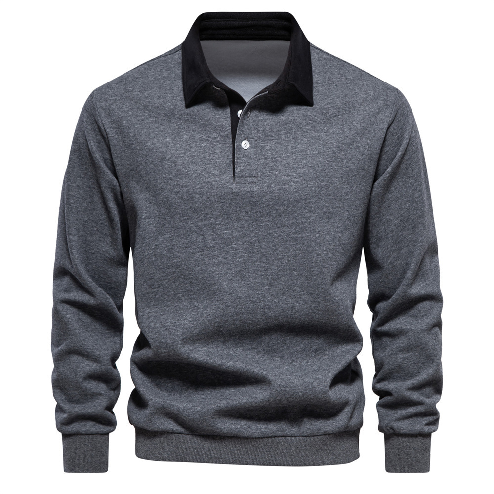 Men's Fashion Casual Versatile Long Sleeves Polo Collar Sweater - Image 2