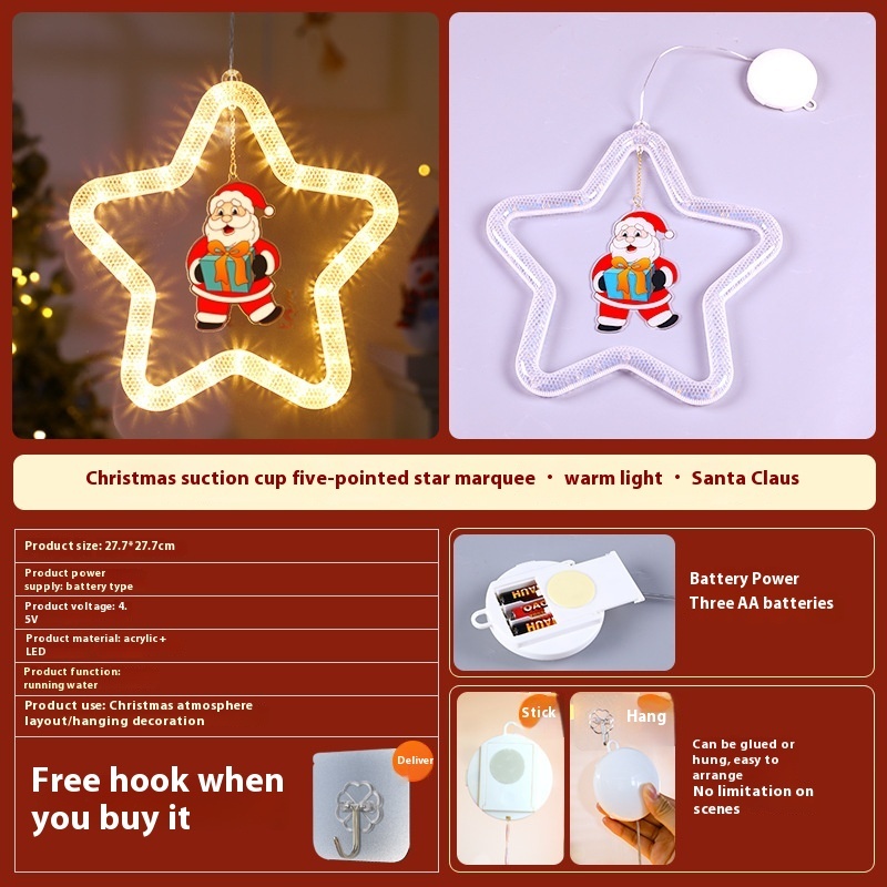 Christmas Pendant Decoration Christmas Atmosphere Led Lights Led Christmas Star Light Decoration For Window Door For Holiday - Image 10