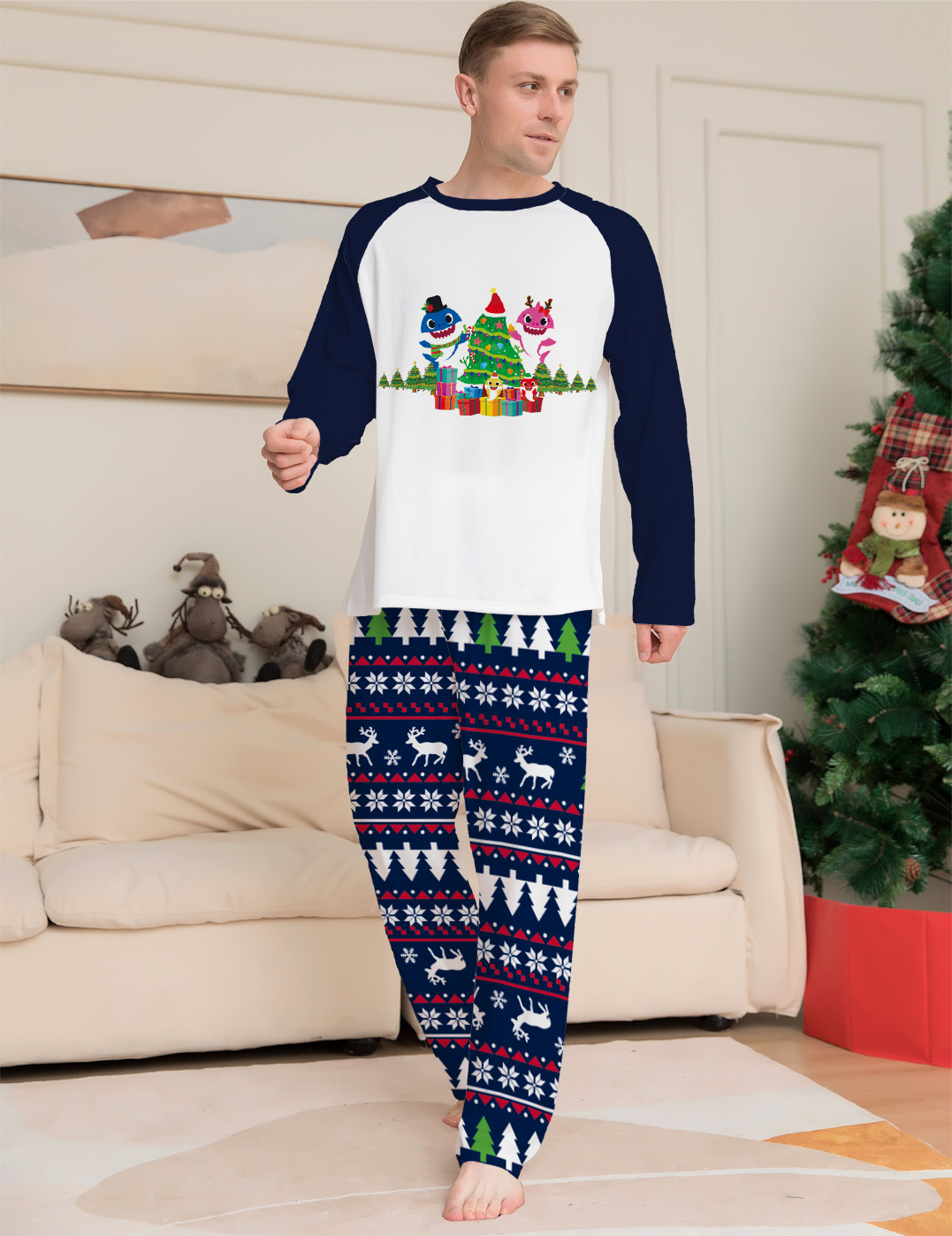 Family Matching Christmas Pajamas Set Xmas Long Sleeve Sleepwear Nightwear For Couples Kids Baby — изображение 5