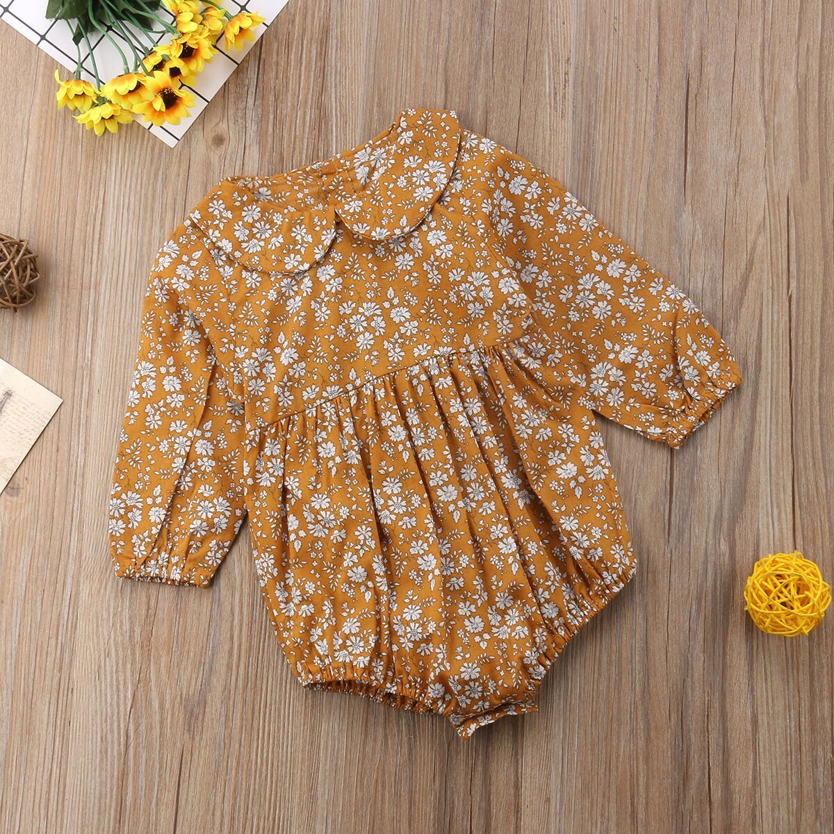 Newborn Baby Girls Clothing Infant Baby Girls Floral Rompers Long Sleeve Autumn Clothes Jumpsuit Playsuit – Bild 2