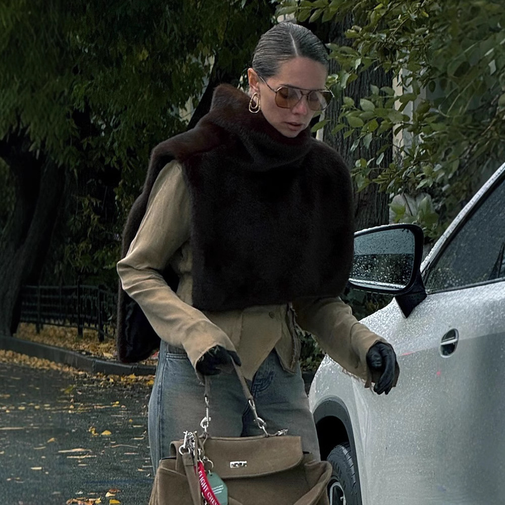 New Solid Color Half Turtleneck Sleeveless Fur Vest For Women – Bild 3