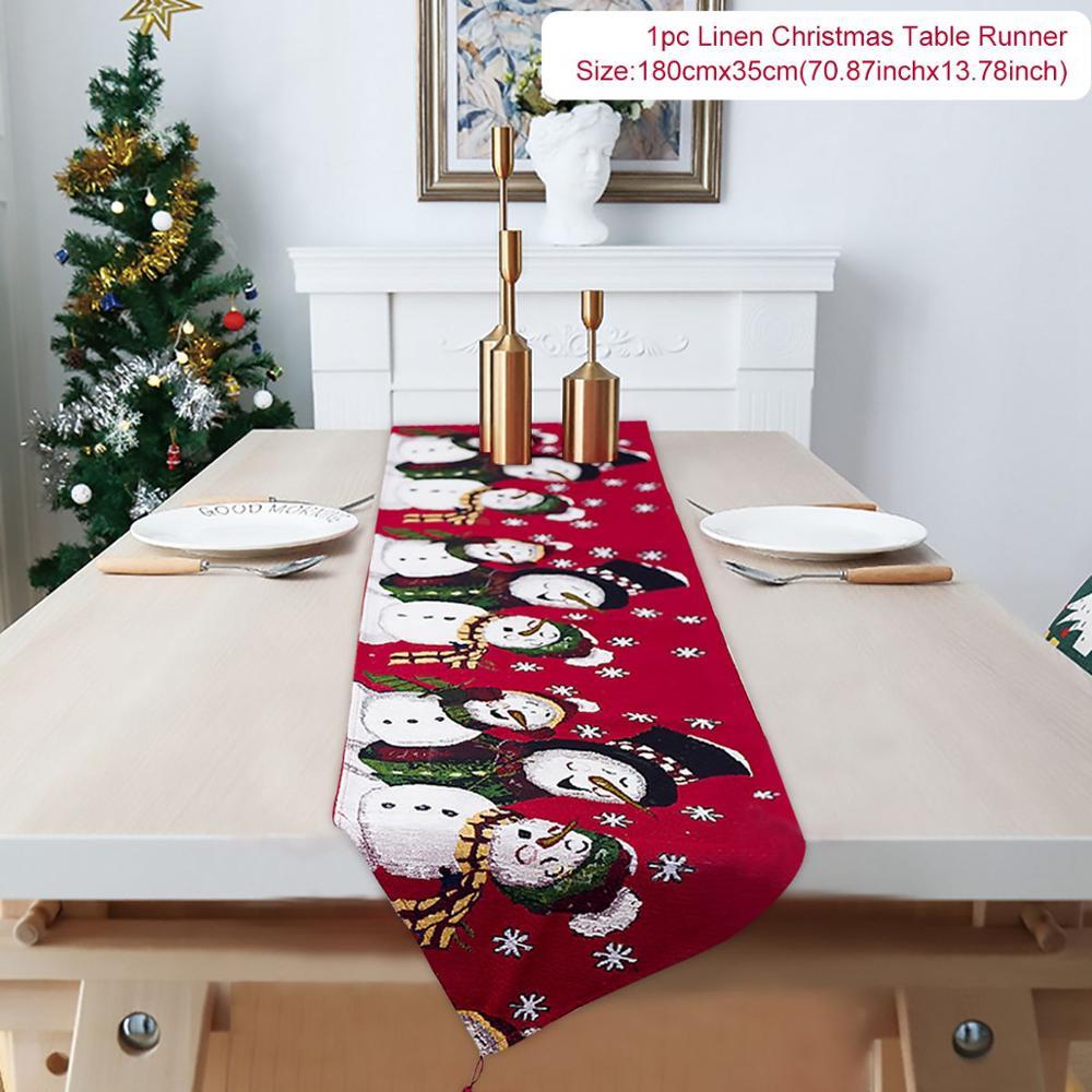 Cotton and linen embroidery Christmas table runner - Image 5