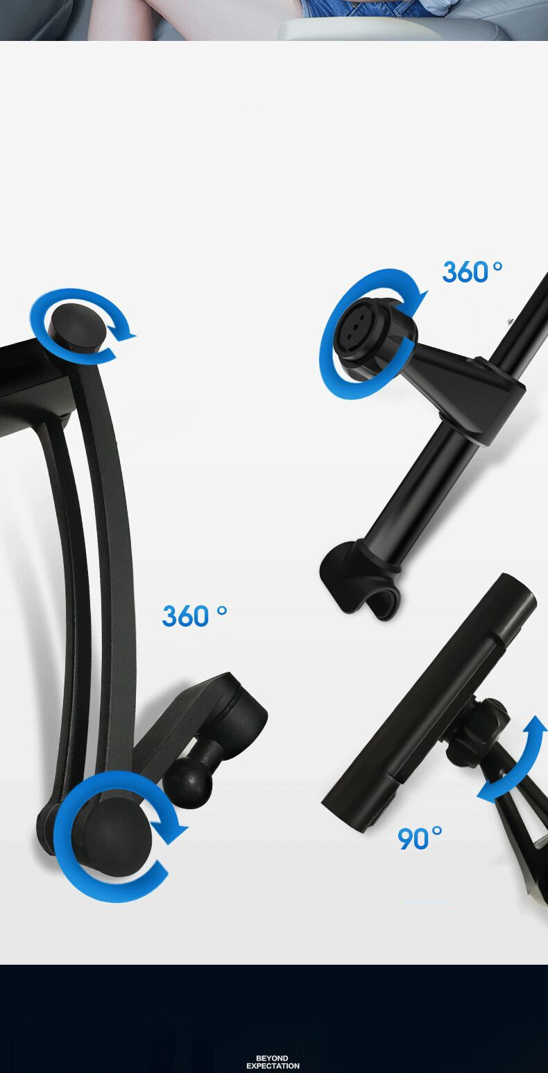 Compatible with Apple, Car Tablet Phone Holder Seat Adjustable iPad Stand Car Phone Holder for Headrest 360 Rotation Mobile Phone Mount Holder - Image 4
