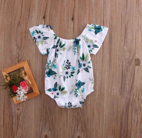 Adorable Newborn Baby Girl Flower Trumpet Sleeves Romper Jumpsuit Sunsuit Outfits 0-24M – Bild 3