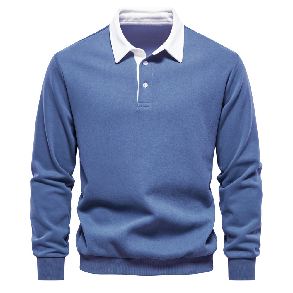 Men's Fashion Casual Versatile Long Sleeves Polo Collar Sweater - Image 10