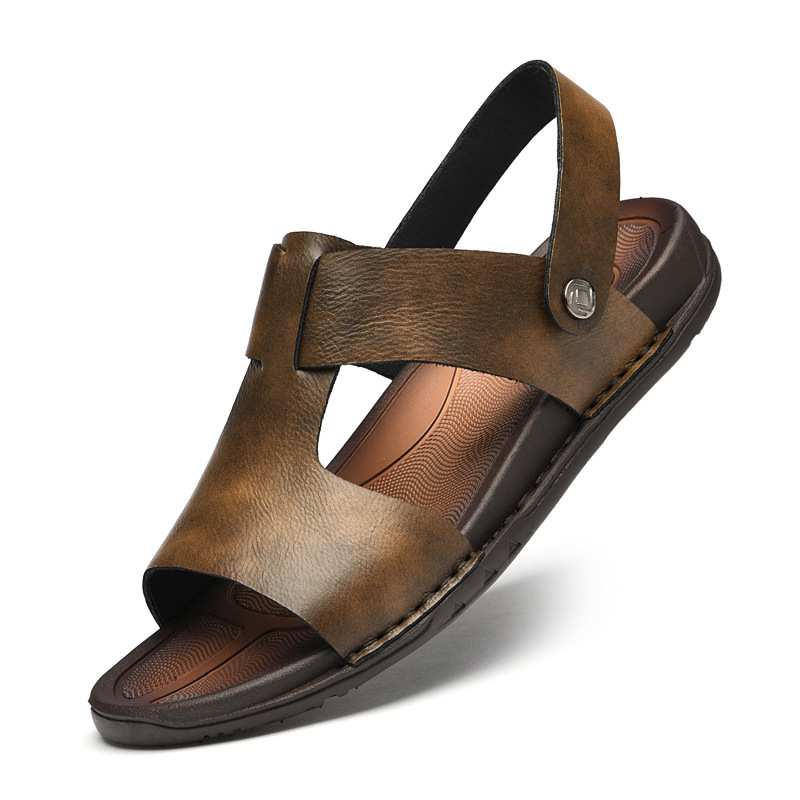 Summer Men's Leather Sandals Plus Size Roman Beach Shoes – Bild 3