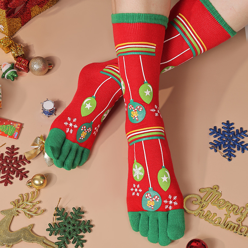 Cute Christmas Five-finger Socks Winter Elastic Sweat-absorbent Split-toe Socks For Women - Image 6