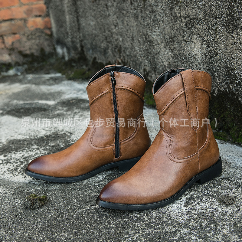 Retro High-top Leather Shoes Ankle Boots Casual - Image 7