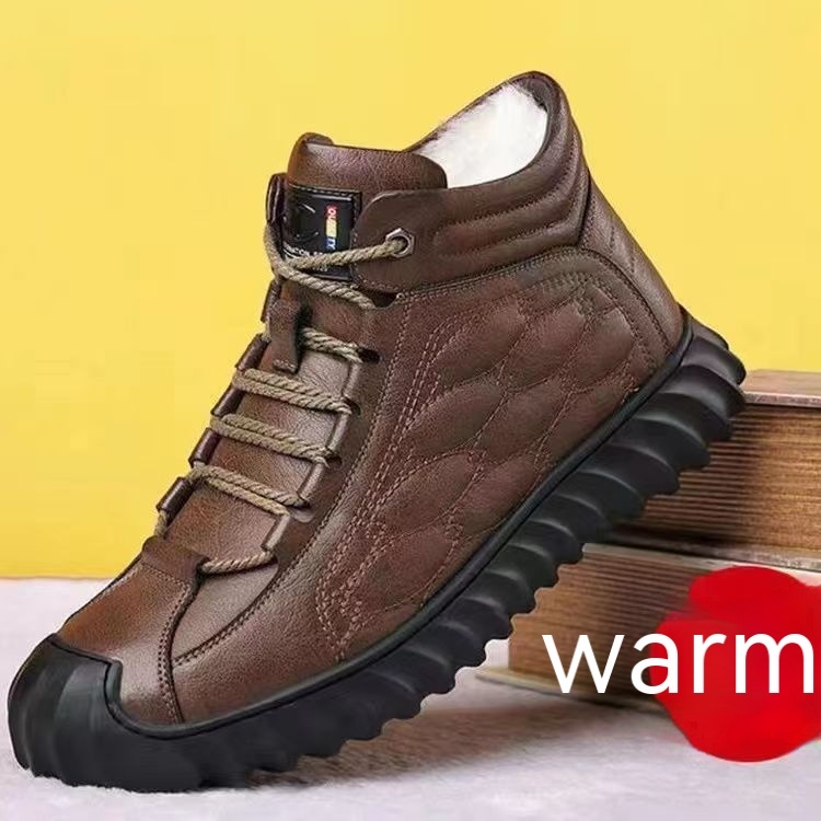 Thick Cotton Men's Winter New Fleece-lined Warm Casual Shoes - Image 2