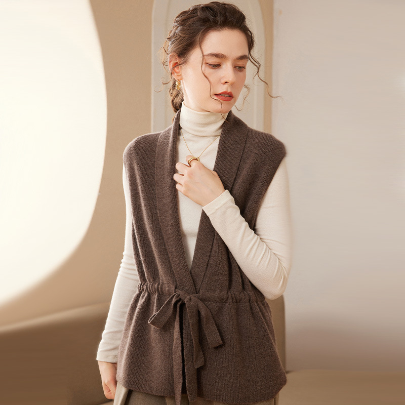 Waist-tight Cashmere Vest Sleeveless Knitted Cardigan For Women - Image 4