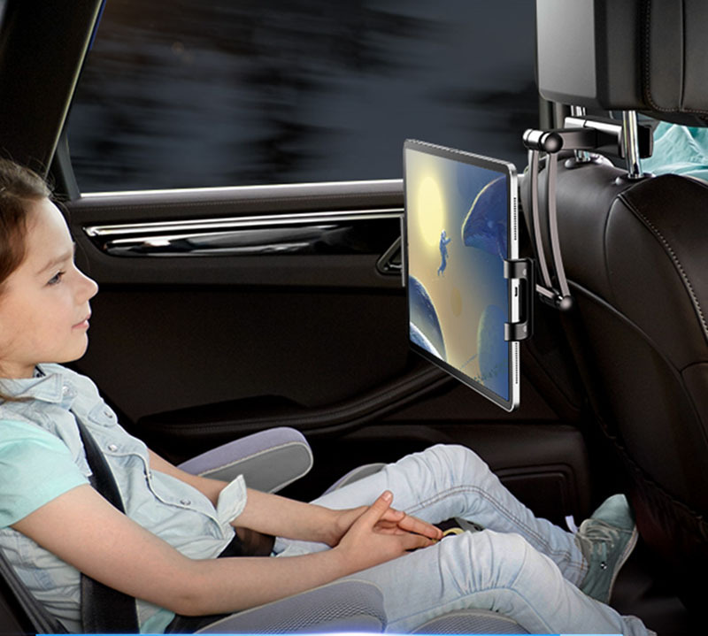 Compatible with Apple, Car Tablet Phone Holder Seat Adjustable iPad Stand Car Phone Holder for Headrest 360 Rotation Mobile Phone Mount Holder - Image 2