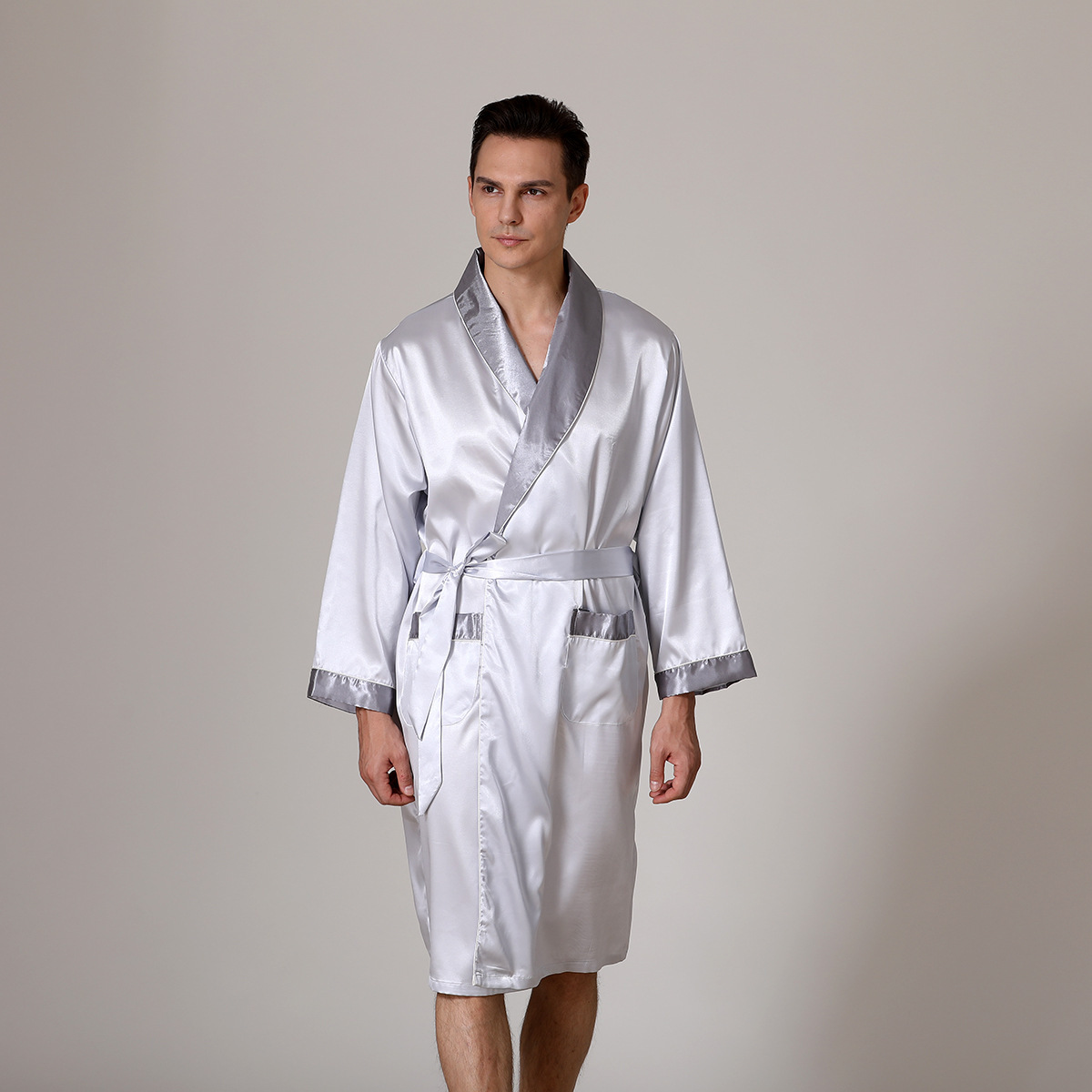 Men's Summer Silk Bathrobe Nightgown – Bild 4