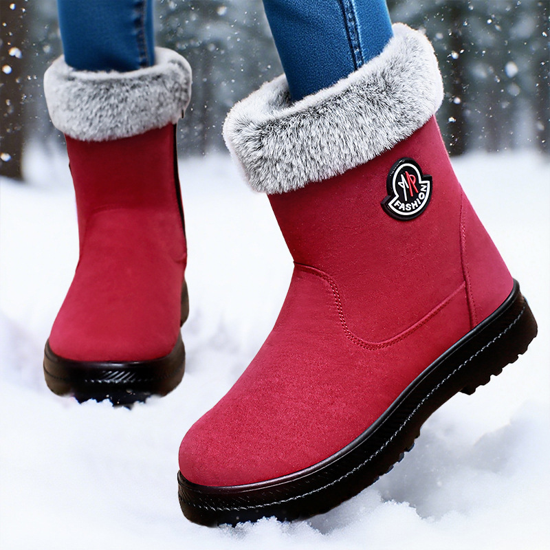 Cotton-padded Shoes With Velvet Women's Long Tube High-top Snow Boots - Image 3