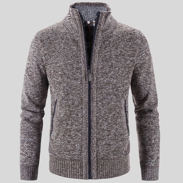 Men's Solid Color Stand Collar Cardigan Jacket - Image 4