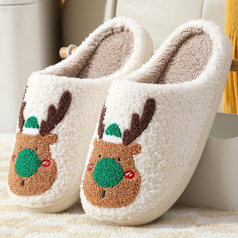 Christmas Shoes Winter Home Slippers Elk Soft Cozy Bedroom Slipper Slip On House Shoes – Bild 8