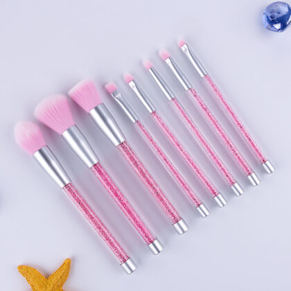8pcs purple pink crystal makeup brushes