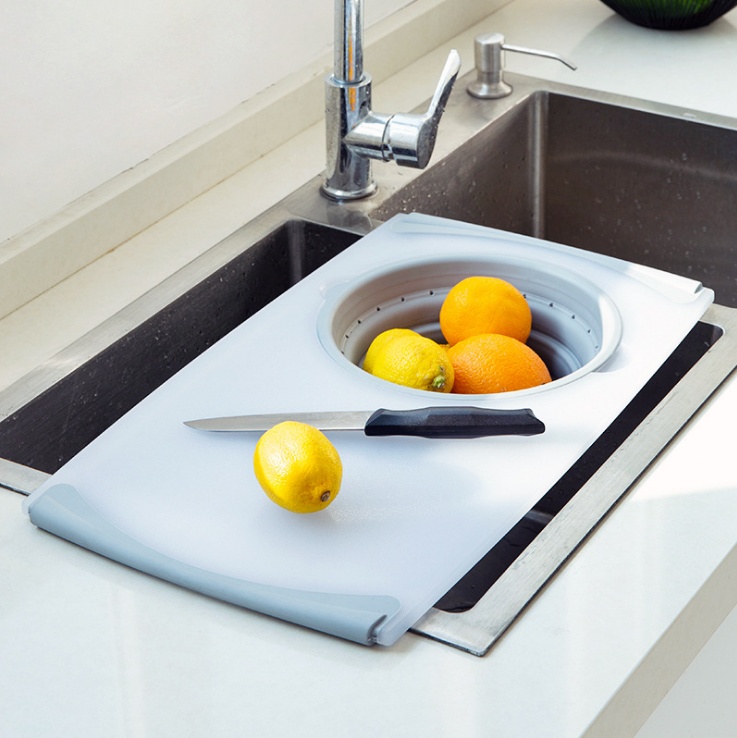 Innovative Multi-Functional 3 in 1 Chopping Board Detachable Folding Drain Basket Sink Cutting Board - Image 4