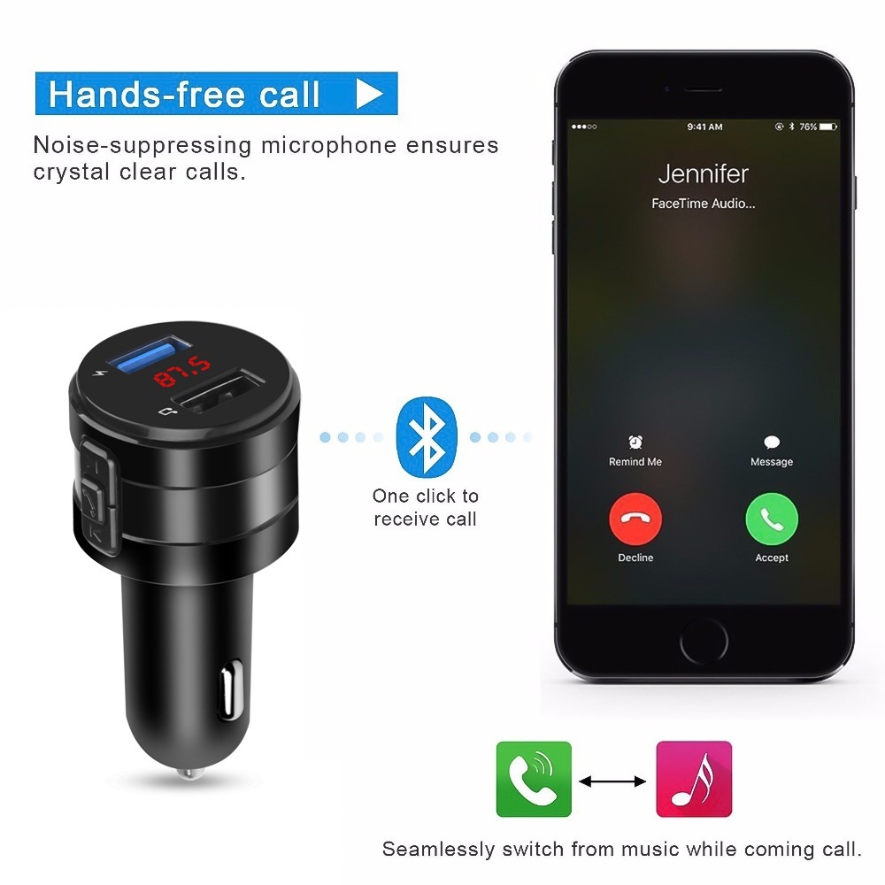 Car Bluetooth hands-free car FM transmitter — изображение 3
