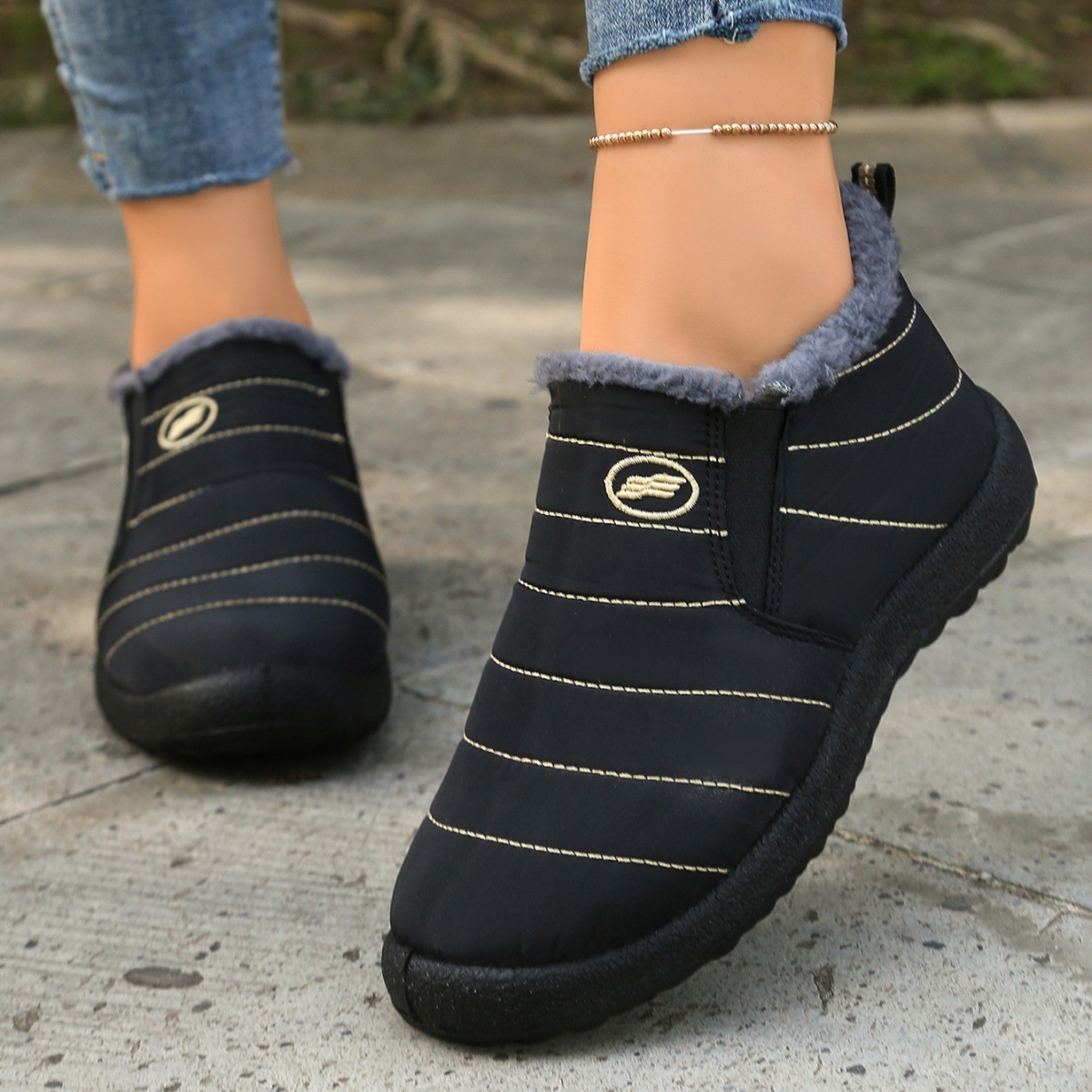 Plus Size Cotton Boots Fleece Lined Padded Warm Keeping Casual Shoes - Image 9
