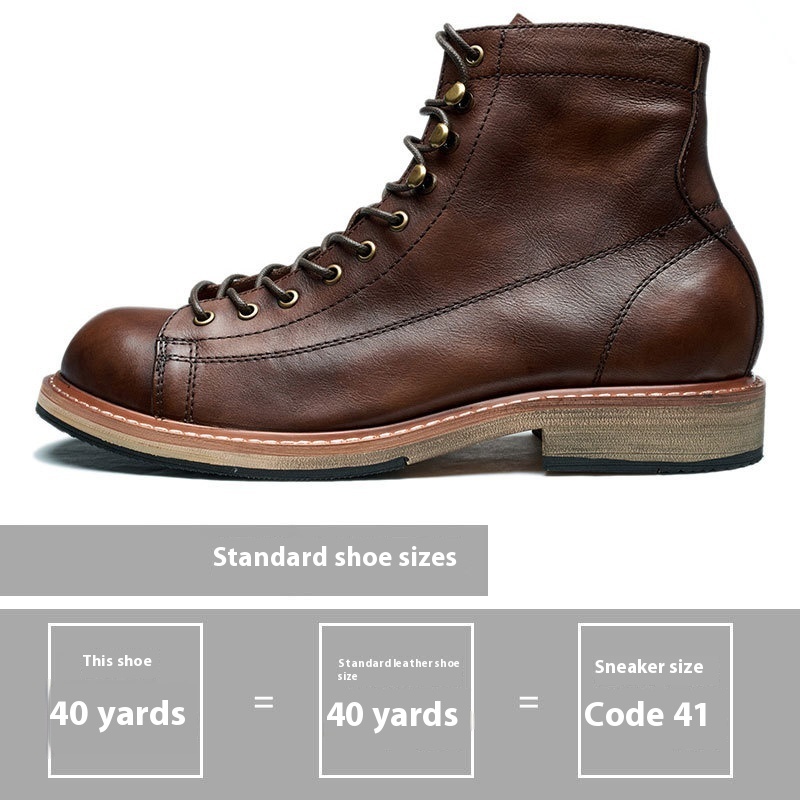 Vintage Genuine Leather Men's High-top Cowhide Worker Boot - Image 5