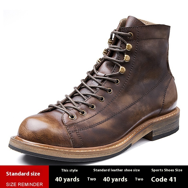 Vintage Genuine Leather Men's High-top Cowhide Worker Boot - Image 7