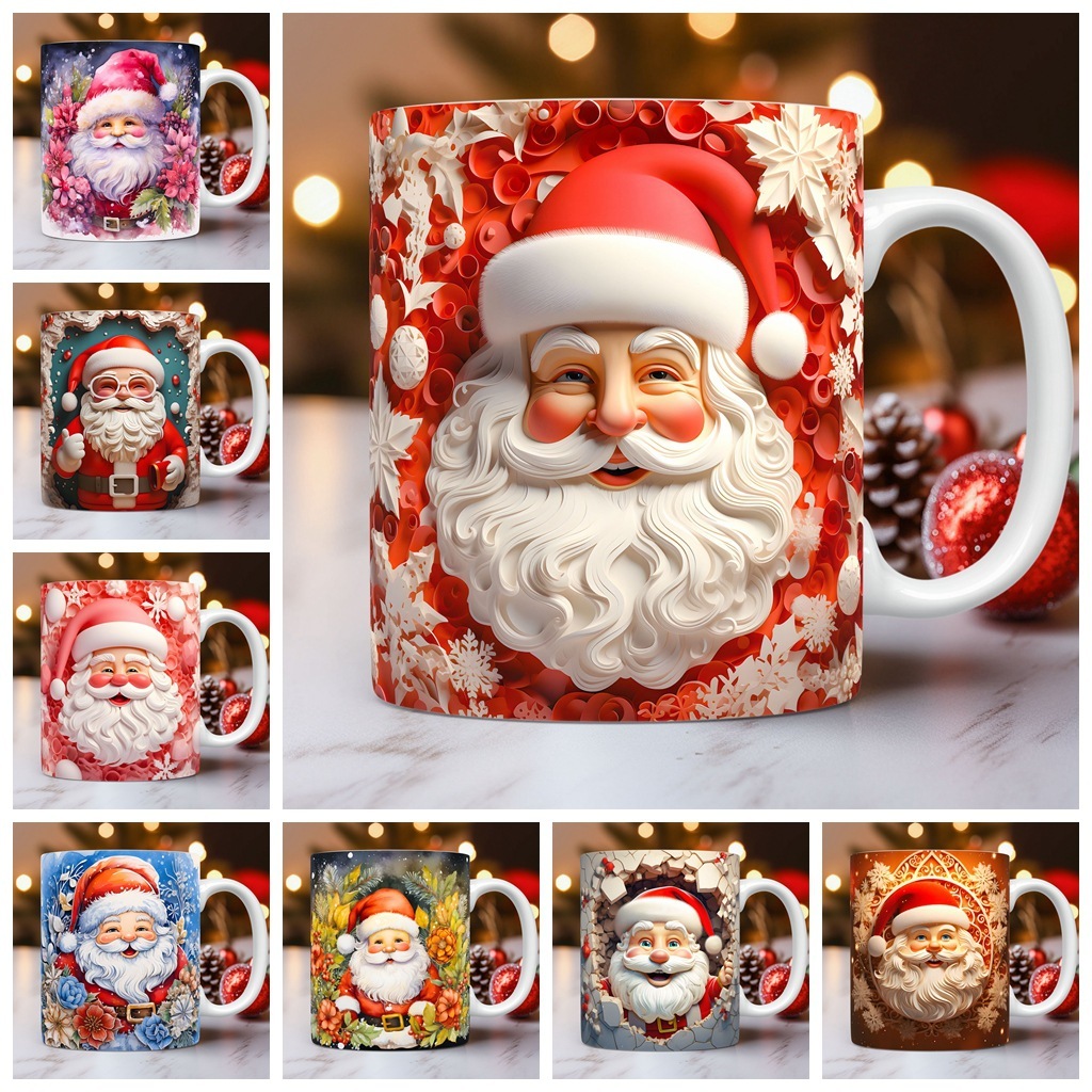Creative 3D Christmas Ceramic Mug Unique Space Design Snowman Santa Coffee Cup Tea Milk Mug Christmas Gifts For Kids Adults Kitchen Gadgets - Image 2