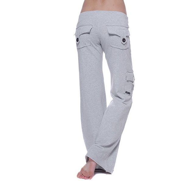 Elastic waist button pocket yoga pants — изображение 3