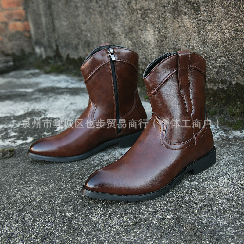 Retro High-top Leather Shoes Ankle Boots Casual - Image 8