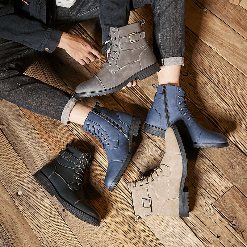 Worker Boot Men's Retro Lace Up High-top Martin Boots - Image 3