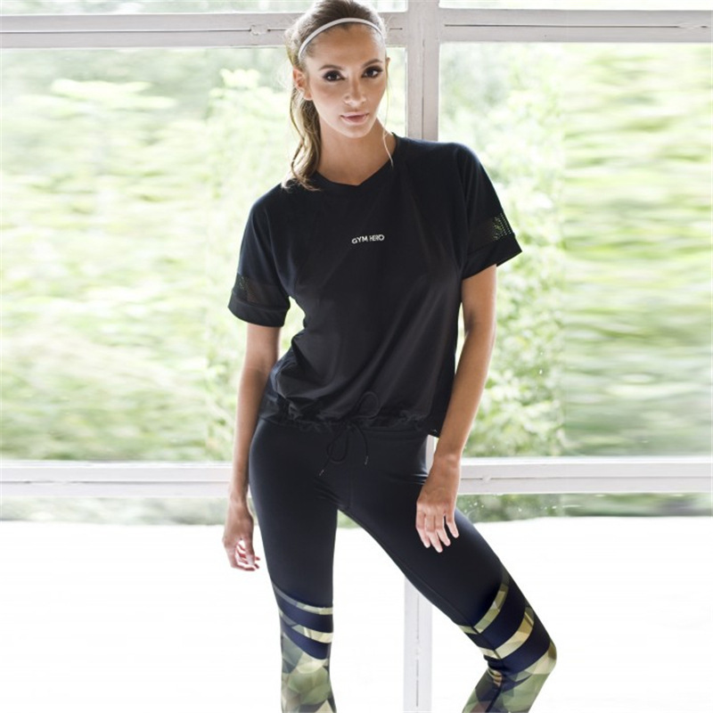 Camouflage printed stitching yoga pants — изображение 9