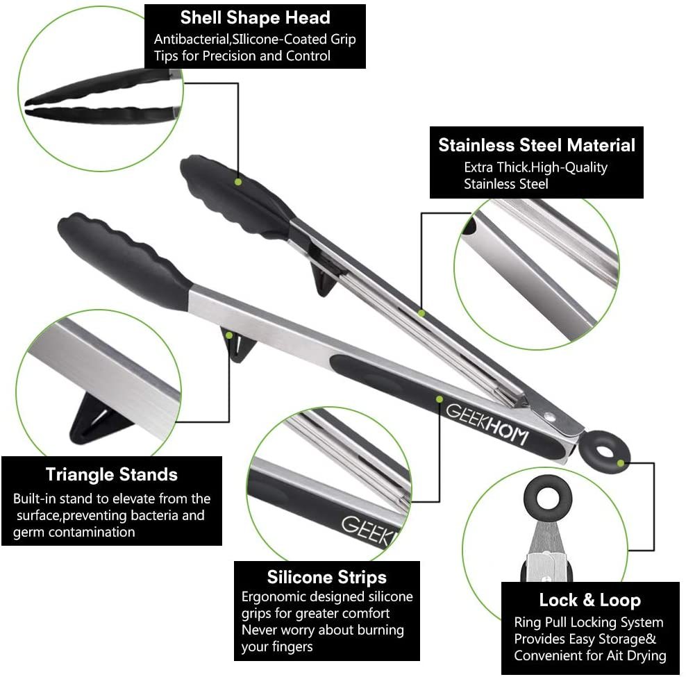 Household silicone food tongs stainless steel barbecue tongs — изображение 2