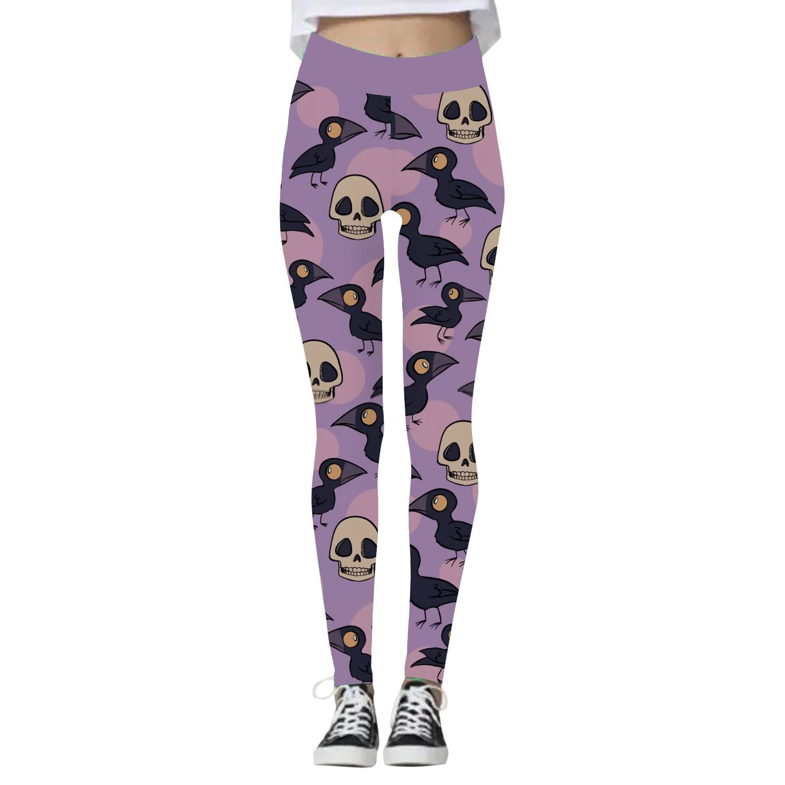 Halloween Women's Yoga Pants Pumpkin Skull — изображение 5