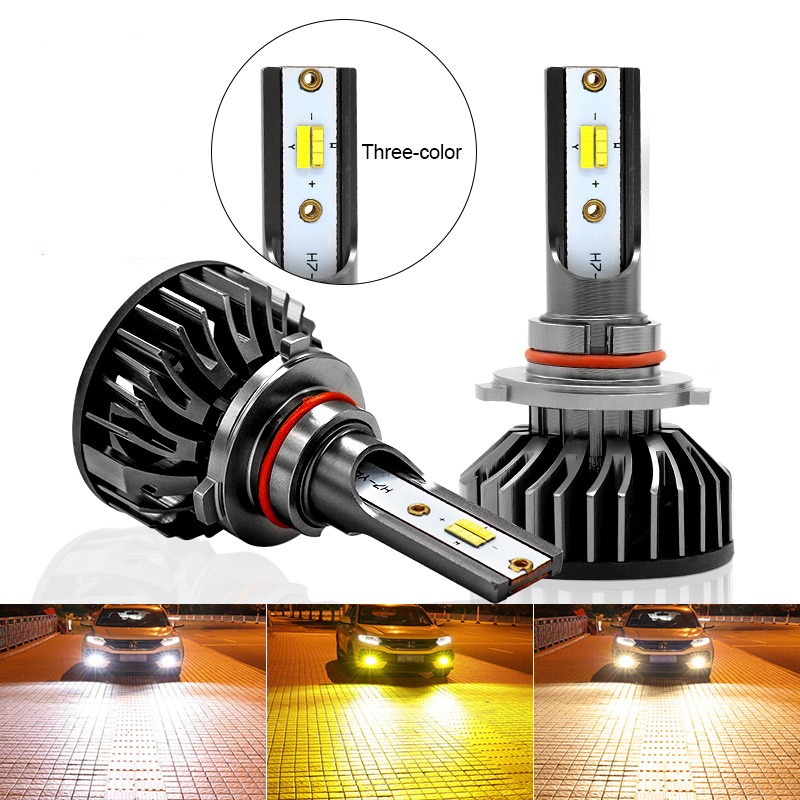 Car Headlight Monochromatic Two-color Three-color High Beam Low Beam Led Headlight High Power Bulb