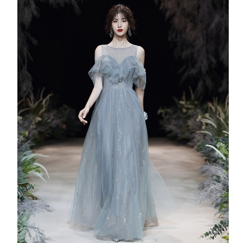Evening Dress Banquet Simple Atmosphere Long Graduation Costume - Image 3