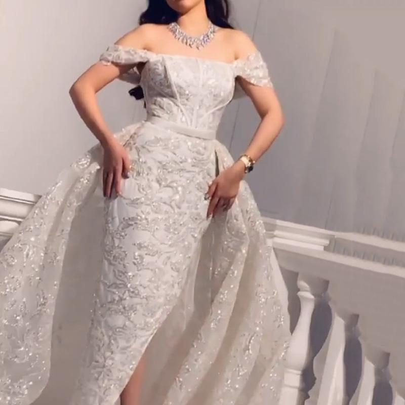 Short-sleeved Sequined Evening Gown - Image 4