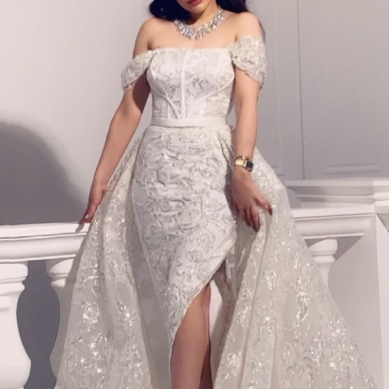 Short-sleeved Sequined Evening Gown - Image 2