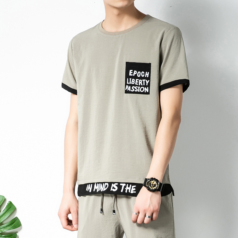 Fashion Men's Short-Sleeved Ice Silk Casual Sportswear Suit — изображение 2