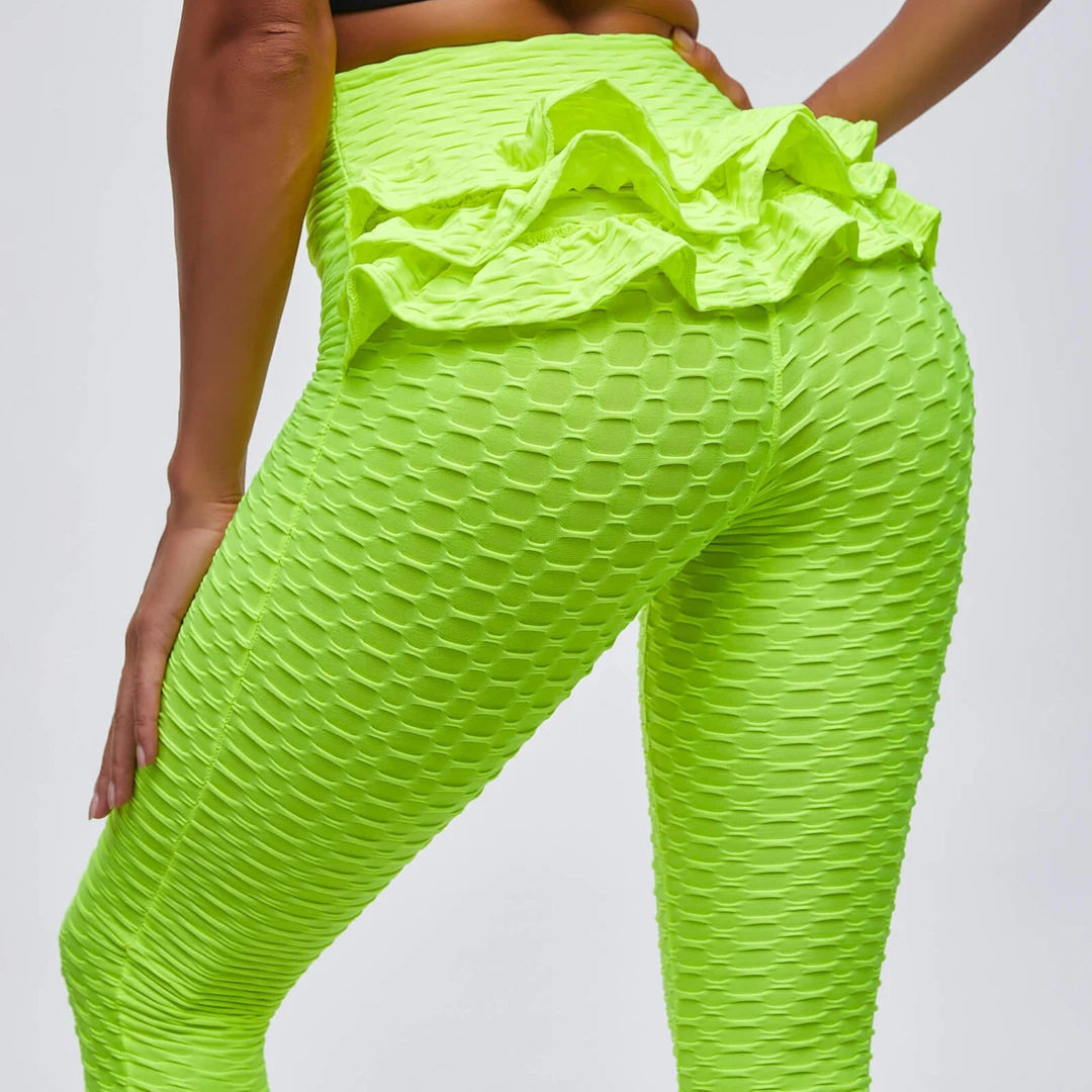 Ruffled Jacquard Yoga Pants Sports Leggings - Image 6