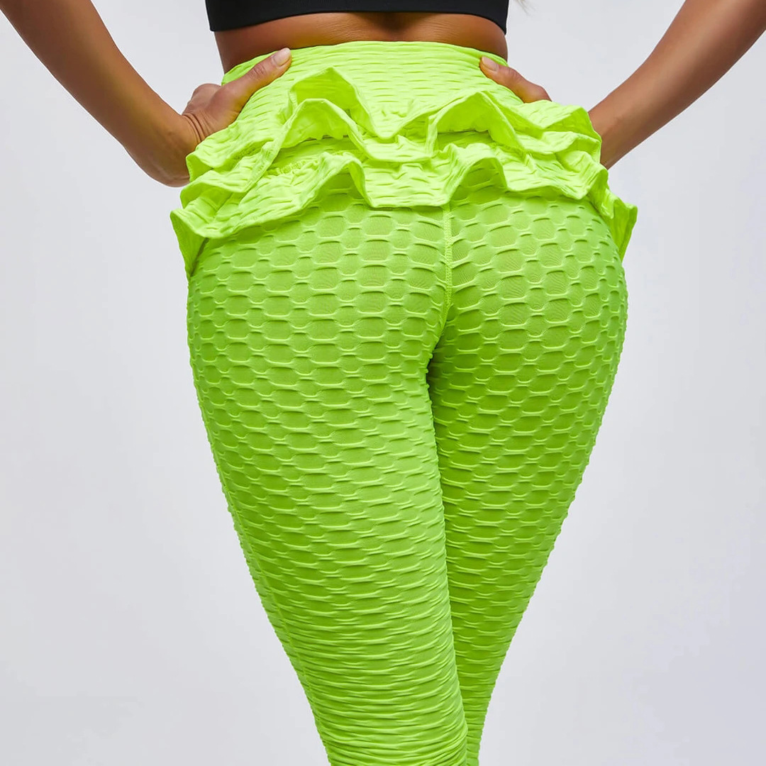 Ruffled Jacquard Yoga Pants Sports Leggings - Image 7