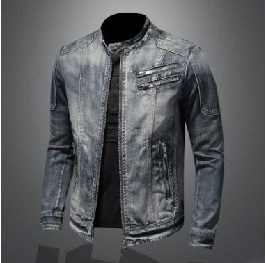 Men's Fashion Stand Collar Zip Embellished Jacket - Image 4