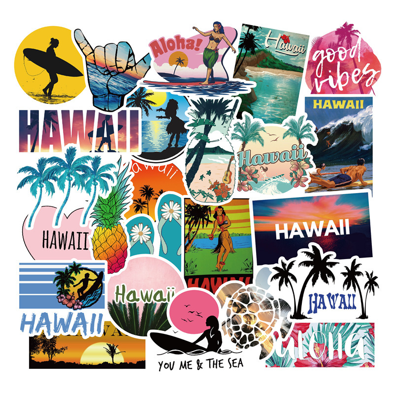 50 Hawaii Hawaii Travel Stickers Vacation Trolley Car Refrigerator Graffiti Stickers Hand Account Stickers - Image 3