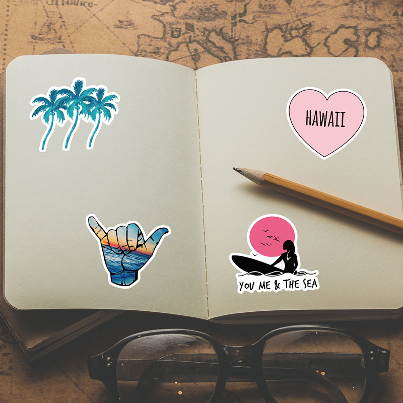 50 Hawaii Hawaii Travel Stickers Vacation Trolley Car Refrigerator Graffiti Stickers Hand Account Stickers - Image 5